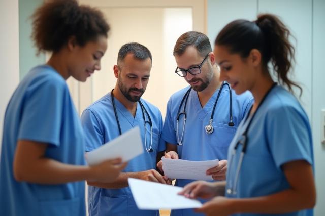 Professzionális egészségügyi szakértők együtt dolgoznak
